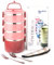 SANQIAHOME 4 strati portapranzo in acciaio inox,sigillare, Lunch Box con manico,Rosa