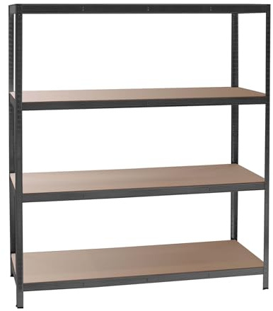 Wiltec Scaffale per carichi pesanti Nero 160x60x180cm Sistema a incastro 4 ripiani 175kg/piano