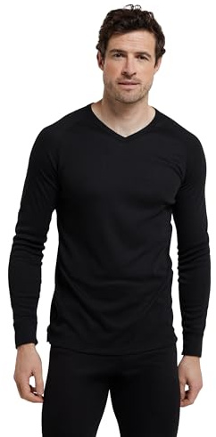 Mountain Warehouse Talus Mens V-Neck Baselayer Top - Warm, High Wicking Thermal Tee, Quick Drying, Lightweight - Best for, Cycling, Outdoors Black (V Neck) 4XL