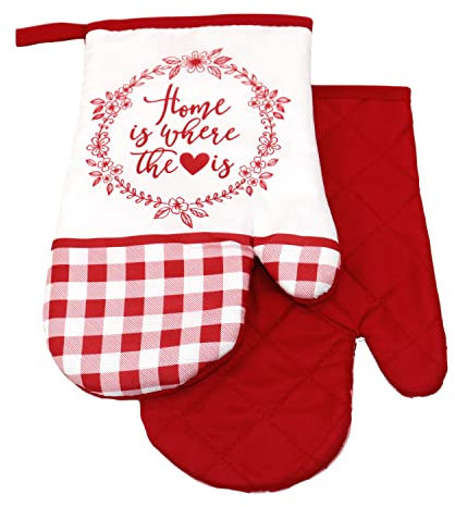 Vichy F719259C- Lot de 2 gants de cuisine aimantés pour barbecue et four Rouge écru)