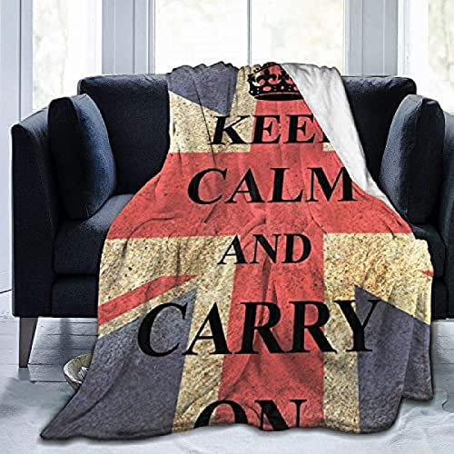 Wohn-&Kuscheldecken Britische Flagge Behalten Sie Ruhe Machen Sie Union Jack Weiter Ultraweiche Leichte Kuschelige Warme Mikroflanell-Fleecedecke Aus Für Bett-Couch-Stuhl 80X60 Inch