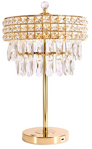 Lujosas lámparas de araña de mesa, lámpara de lectura, lámpara de escritorio, elegante y moderna araña de cristal para dormitorio, mesita de noche, lámpara de mesa, interfaz USB, lámpara de mesa