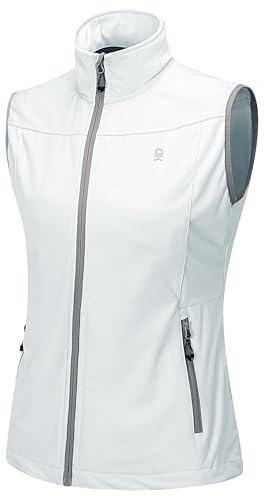 Little Donkey Andy Women's Lightweight Softshell Vest, Windproof Sleeveless Jacket for Running Hiking Travel, White XXL