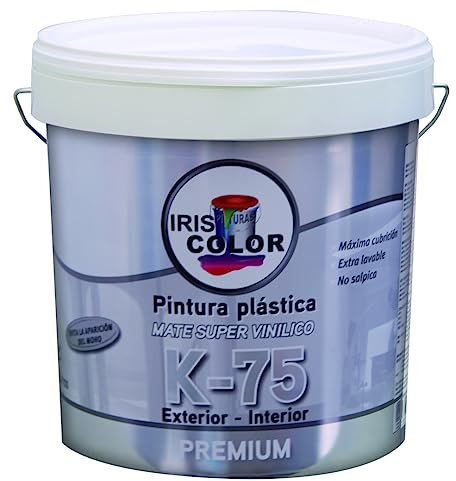 DKOR PINTURA PLASTICA PREMIUM BLANCO MATE SUPER VINILICO K-75 (máxima cubrición, extra lavable, no salpica, especial lisos, interior-exterior 14L. IRIS COLOR