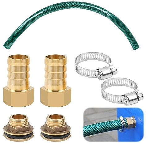MaxEarn 25mm (1) Regentonnen Verbindungsset, 50cm Länge Schlauch, Regentonnenverbindung mit Verbindungsschlauch und Messing Zubehör, für Regensammler Regenwasser-Tonnen