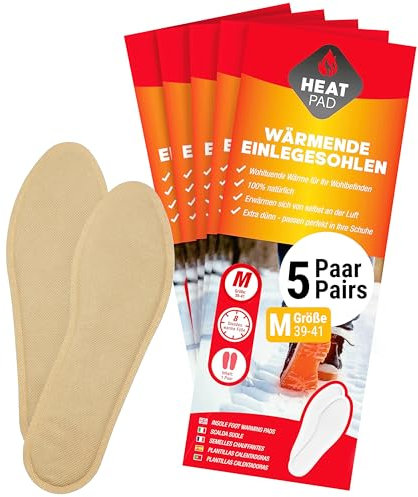 Tool & Tree Sohlenwärmer - Füßwärmer 5er Set Größe M (39-41) - Wärmesohlen für Schuhe - Schutz gegen kalte Füße - Wärmepads für Wandern & Camping - Fusswärmer Einlegesohlen - Extra dünn