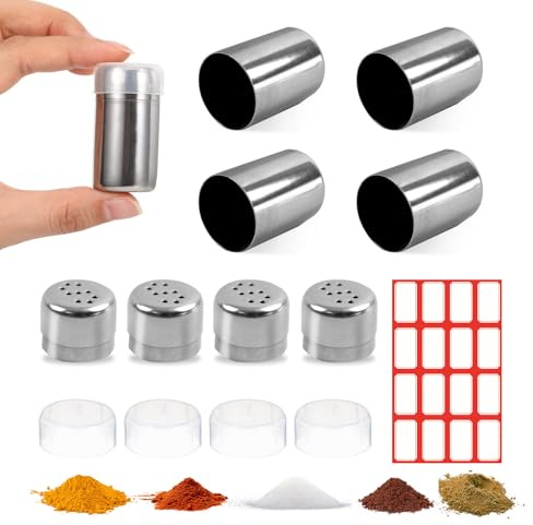 4 stycken mini saltströare för resor, saltströare liten mini, minisalt och pepparströare, mini kryddströare, resesalt och pepparströare, salt och pepparströare, liten