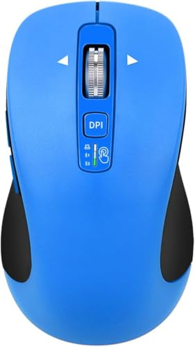 CITLLA Wireless Bluetooth Mouse (USB + BT1 + BT2), Full Size, 4-Way Scrolling, Multi-Device Silent Mouse for Computer, Laptop, iPad, MacBook (Blue)