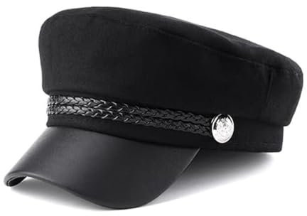 Ockyunoo Ballonmütze Damen, Fiddler-Cap, Chirmmütze für Alle Jahreszeiten, Newsboy Hut für Damen, Womens Newsboy Cap, für alle Jahreszeiten Geeignet, Schwarz