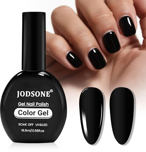 JODSONE 16.5ml Large Volume Black Gel Nail Polish Same Color Same Bottle No Wipe Glossy Long Lasting DIY Nail Art