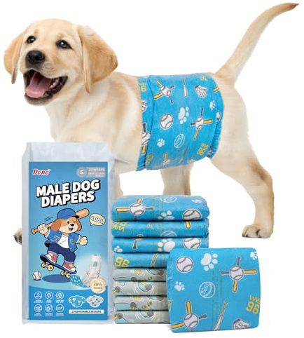 Dono Dog Diapers Male 40ct, Widened Disposable Male Dog Wraps, Super Absorbent Doggie Belly Bands with Wetness Indicator, Leak-Proof Puppy Pampers for Incontinence Excitable Urination, Small