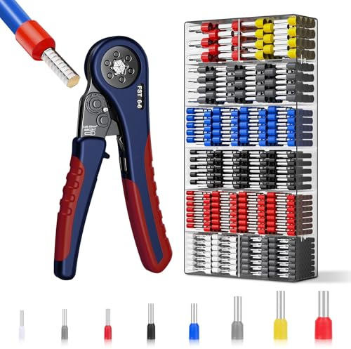 Pince à Sertir Cosses Électriques-Kit Pince Electricien à Cliquet avec 1200pcs Cosses à Sertir-Outil Electricien Pro pour Câbles 0.08-10mm²-Pince à Sertir Cosse Isolée et Connecteurs