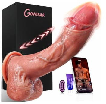 Govosaa 9 Inch Thrusting Dildo with APP & AI Smart Control Couple Sex Toys | 9 Thrusting & Vibration Modes Adult Sex Toy, Strong Suction Base Silicone Realistic Dildos, APP Control for Women & Couples