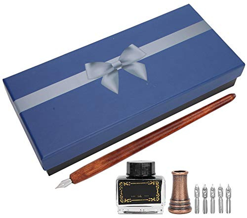 Sorandy Vintage Kalligrafi Ritning Comic Pens Set Dip Pen Kit för Komiska Designers och Artister, Rostfritt Stål Spets och trä Pennkropp