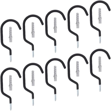 WEKADRIN 10pcs Heavy Duty Metal Bike Hooks Wall Mounted Utility Hooks Indoor Bike Rack Garage Storage Organizer for Pedal Mount and Ladder Hanging