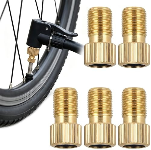 LEOUEANR 5 piezas de adaptador de válvula, adaptador de válvula de bicicleta francesa con anillo de sellado, aluminio, accesorios de bomba de bicicleta para inflar neumáticos