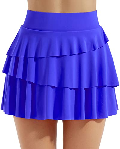 Generico Gonna a Tinta Unita da Donna Pantaloni a Vita Alta Tasca della Camicia Gonna a Pieghe Sportiva Gonna da Allenamento per Il Sudore