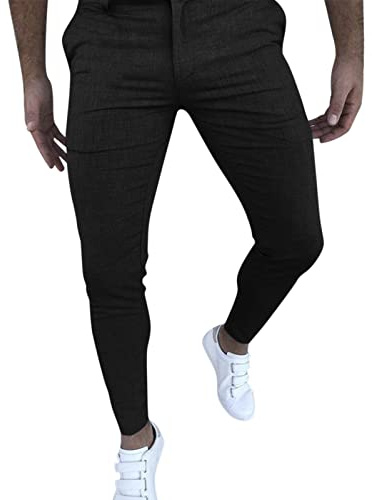 Generiska arbetsbyxor herr stretch lätt, affärsbyxor herr smal passform, kostymbyxor enfärgade fritidsbyxor med dragkedja herrbyxor mode utomhusbyxor casual sportbyxor arbete kontor affärsbyxor, svart