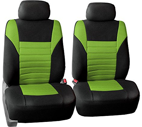 FH GROUP Car Seat Covers Front Set Premium Green 3D Air Mesh - Low Back Car Seats with Removable Headrest, Universal Fit, Automotive Seat Cover, Airbag Compatible Car Seat Cover for SUV, Sedan, Van