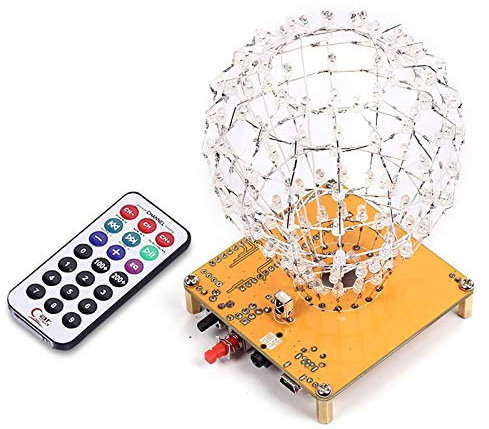 PEMENOL LED Cubic Ball Löt Bausatz, Elektronik Bausatz 3mm RGB LED-Lichtwürfel Cubic Ball Kreative elektronische Kit Fernbedienung