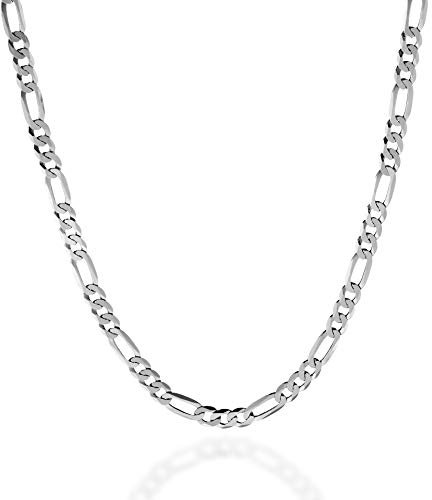 QUADRI - Elegante Halskette Herren Figaro - Silberkette Herren 925 Silber - Breite 5mm - Plattenkette Herren Länge 41 cm - Kette Herren Made in Italy