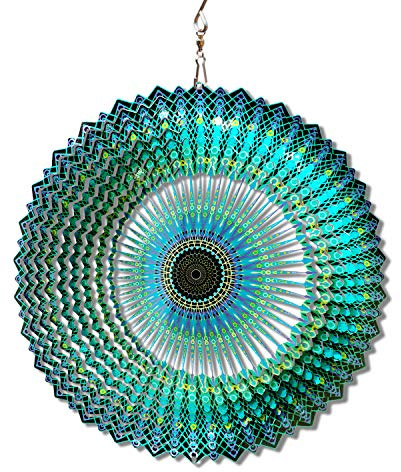 FONMY Wind Spinner Mandala Starry Sky 12 inch 3D Stainless Steel Laser Cut Metal Art Geometric Pattern - Hanging Wind Spinner, Kinetic Yard Art Decorations - Indoor/Outdoor Décor