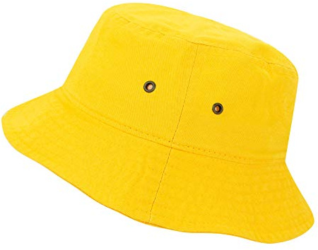 The Hat Depot Youth Kids Washed Cotton Packable Bucket Travel Hat Cap (7-10yrs, Yellow)