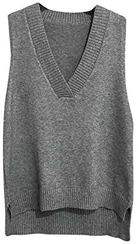 Dawwoti Frauen V Neck Pullover Weste Ärmellose Jumper Sweatshirt Layered Stricken Gilets Weste Top