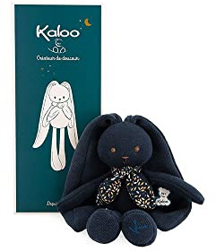 KALOO - Lapinoo - Doudou Coniglio - Peluche in Jersey e Maglia per Neonati - 25 cm - Colore Blu Notte - Materiali Molto Morbidi - Confezione Regalo - dalla Nascita, K972202