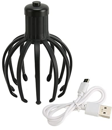 Elektrisches Kopfhautmassagegerät, Octopus-Kopfmassagegerät, Tragbare Kabellose 360-Grad-Kopfmassage mit 3 Modi und 11 Vibrationskontakten, Wiederaufladbar über USB