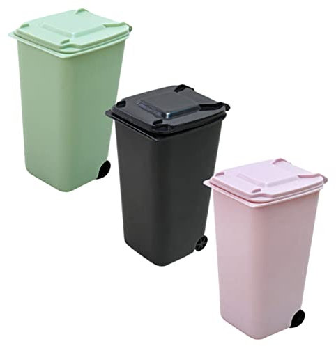 NUOBESTY 3 Piezas De Reciclaje Papelera De Reciclaje Verde Juguete Cubo Papelera Mesa Vanidad Residuos Basura Mesa Basura Práctico Rosa Encimera Coche Organizador Pequeña Cocina Mini
