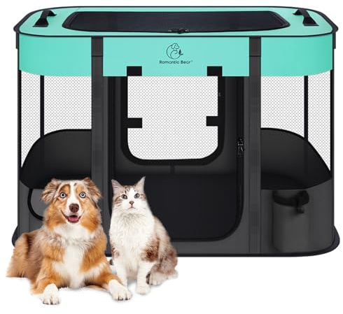 Foldable Pet Playpen,Cat Dog Playpen,Portable Dog Cage soft Portable Exercise Kennel Tent,Puppy Pen Indoors/Outdoors Pet Tent Fence (L(100 * 80 * 60cm))