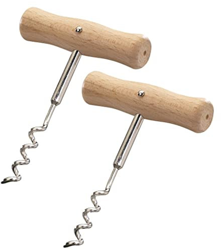 Westmark 2 Korkenzieher, Wendel mit Seele, Länge: 10,4 cm, Holz/Stahl, Woody, Hellbraun/Silber, 101222E3