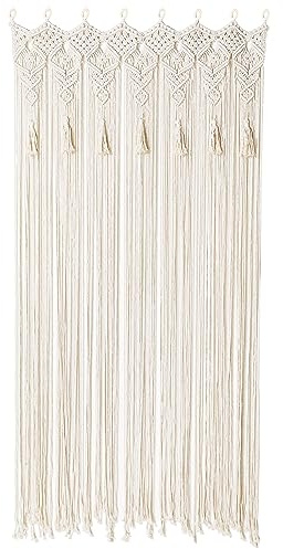 Osunnus Boho Macrame Curtain Handmade String Curtain with Tassel Large Macrame Wall Hanging Room Divider for Living Room Bedroom Bohemian Home Wedding Party Decor, 1 Panel 79 L x 35 W