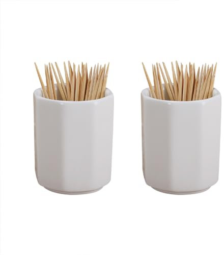 JIHUOO Lot de 2 Porte-Cure-Dents en céramique Blanche pour Cuisine, Restaurant