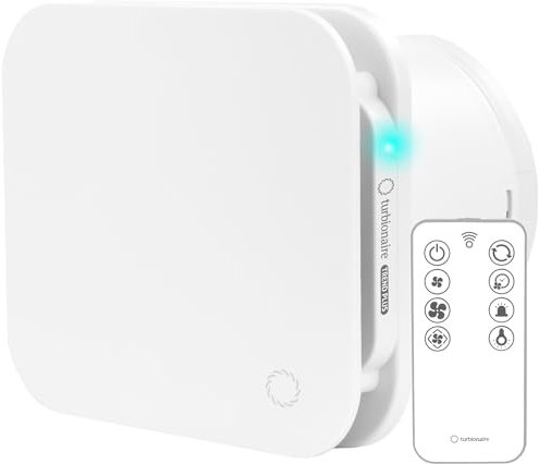 Turbionaire Trend Plus 150 WM Badlüfter 150 mm, Mit Fernbedienung – 7 Geschwindigkeiten + Boost, 30 dB, Multifunktion, Energiesparend 6,5 W, Rückstauklappe, Timer, Leise, 3 Jahre Garantie