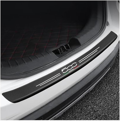 Car Carbon Fiber Rear Bumper Protector Strip for Fiat 500 500s，Auto Rear Trunk Door Sill Guard Sticker Plate Accessories