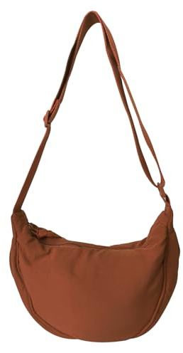 GoPaw Bolsa de media luna para mujer, bolsa de media luna de nailon, bandolera para mujer, bandolera de nailon con cremallera, bolsa de bola de masa con correa ajustable