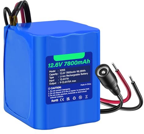 CITYORK Batería de iones de litio recargable de 12,6 V 7800 mAh para faroles solares al aire libre, cámaras de CCTV, videocámaras, reproductores de MP3, tiras LED y más