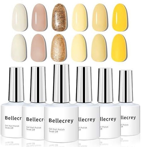 White Gel Nail Polish Set,Warm Colours Fall Brown Gel Nail Polish Kit Gold Gel Glitter Nail Polish Soak Off Light Pink Nails Gel Yellow Nude Manicure Nail Art Design DIY Victory Honour Nails