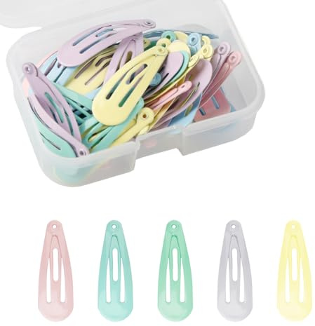 Bojueshaw 50pcs Mini Snap Hair Clips,3cm Macaron Color Metal Hairpins,Cute Hairs Accessories for Baby Girls & Fine Hair
