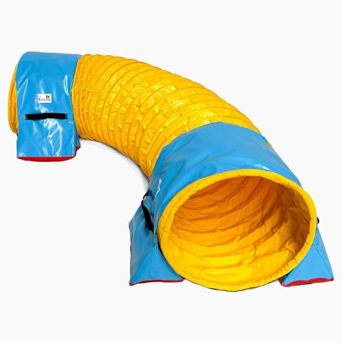 Callieway Túnel de agilidad para perros, 60 cm de diámetro, 360° FullGrip (amarillo, 4 m)
