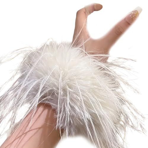 Puños de pelo con plumas, accesorios de tela transpirable para mujer, coleteros ligeros para el día a día, fiestas, adornos de plumas