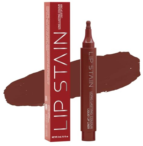 Lipliner Lip Stain Pen, matt rödbrun läppkontur läppfoder vattentät, högpigmenterad läppkonturpenna med naturlig tatueringseffekt, långvarig och torkbeständig läppmärke, silkeslen textur