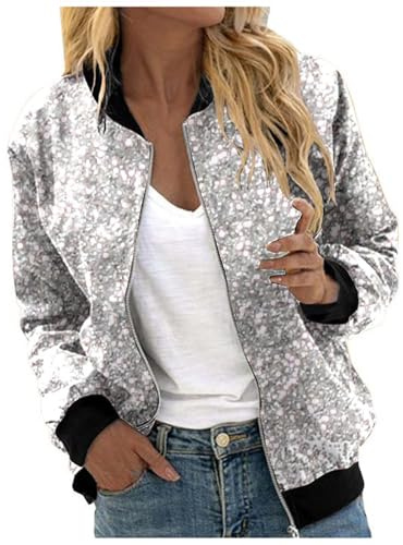 Chaqueta de cardigan informal estampada para carnaval 2026, manga larga, corte holgado, parte delantera abierta, blusa brillante, plata, XXL