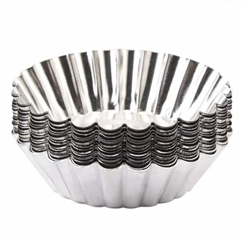 Yantbin Aluminum Egg Tart Molds 250pcs Egg Tart Molds Aluminum Cupcake Cake Cookie Lined Mold Mould Tin Baking Cups Kitchen Tool Reusable Nonstick Tartlets