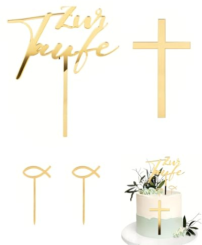 TBCDS 4 Pièces Decoration Gateau Communion, Décorations de Gâteaux avec Croix, Decoration Communion Croix, Decoration Bapteme Fille, pour Mariage, Anniversaire, Noël, Fête et Plus Encore