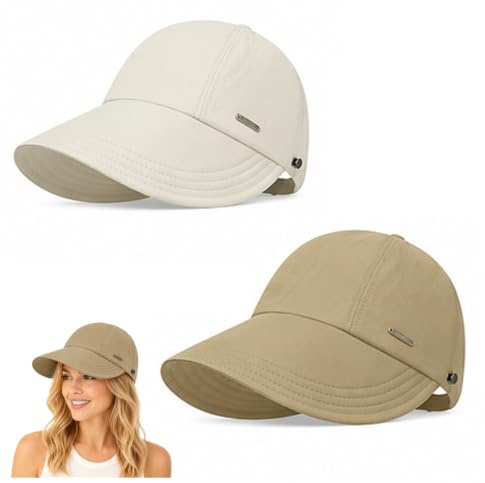 Women's Wide Brim Sun Visor Hat, Foldable Adjustable Sun Cap