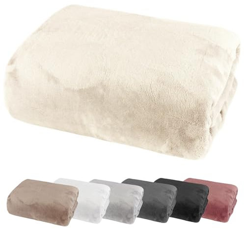 Bettlaken 100x200 Cashmere Touch Spannbettlaken Super Soft Winter Spannbetttuch Nicky Plüsch Teddy Typ585 Öko-Tex pflegeleicht Creme für 90x200 bis 110x200