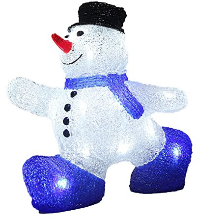 Deuba LED Figura Acrilica Pupazzo di Neve Outdoor Indoor Addobbo Natale Decorazione Festa Natalizia 24 Luci Bianco Freddo